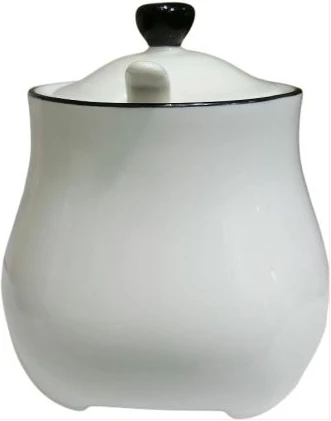 Ceramic Spice Sugar Bowl Dish - White