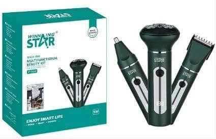 Winningstar 3 in 1 Rechargeable Detachable Magnetic T-Blade Hair Clipper Nose Trimmer With Guide Comb Small Brush Oil Bottle - Green
