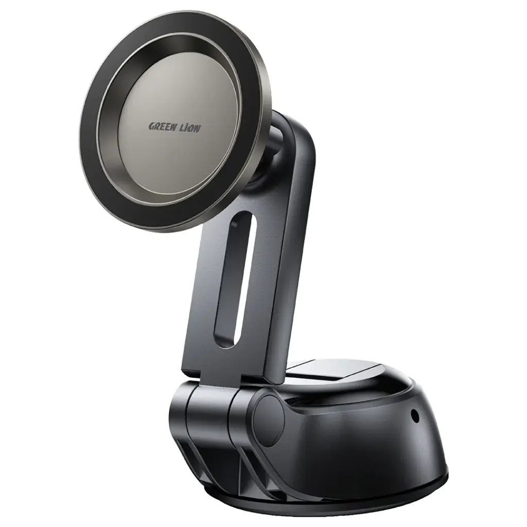 GREEN LION GX-66 MagSafe Car Phone Holder with Ultra-Strong N52 Magnets, Washable Suction Base, 360° Rotation, Flexible Arm, Zinc Alloy, One-Hand Operation – Black