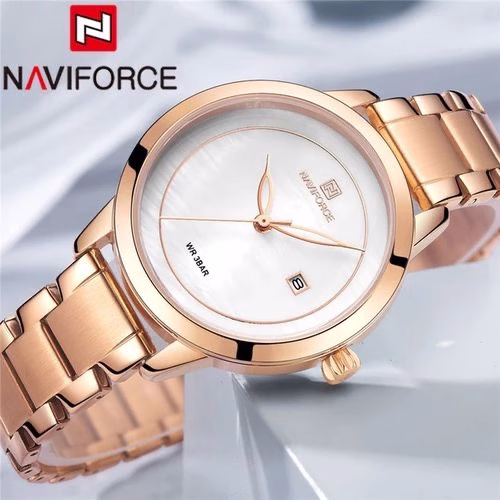 Naviforce Women's Stainless Steel Analog And Dated Watch - Rose Gold
