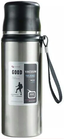 Top Sport 600 ml Thermos Portable Vacuum Flask Insulated Tumbler Bottle With Rope -Silver