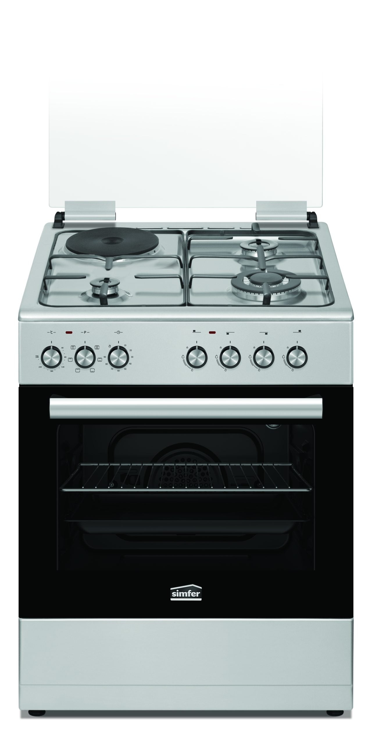 SIMFER Cooker 3 Gas + 1 Electric - 50X50CM, F3312SERIG, Electric Oven & Grill, Rotisserie, Auto Ignition, Flame Failure Safety Device, Multifunction oven