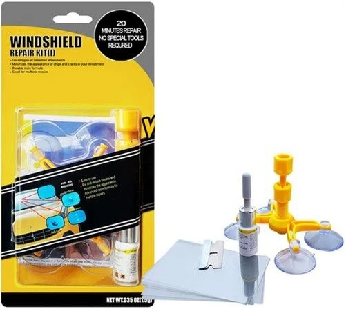 Car Glass Windshield Repair Kit, Tools Kit for Fixing Cracks, Chips, Scratches, Yellow