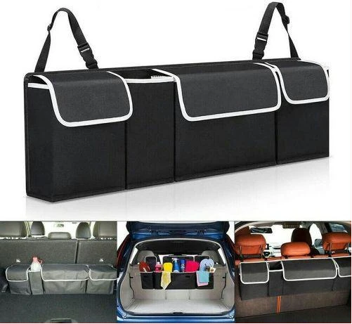 Car Trunk Organizer Interior Accessories Back Seat Big Storage Box Bag-Black