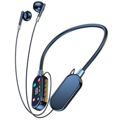 K02 Color Screen Headset LED Battery Hanging Neck Design for Sports Call Noise Reduction Singing Ear Return Microphone Speaker & Built-in Mic - Wireless Bluetooth Earbuds Compatible with iOS/Android/H