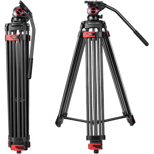 72 Inches Video Tripod, Professional Heavy Duty Aluminum Tripod System, 360 Degree K3 Fluid Head with Carry Bag, DSLR Camcorder Camera,Video Camcorders, Max Loading 33LB