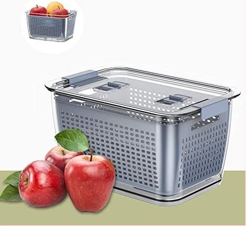2.72L Refrigerator Organizer Bin Storage Container For Fruits Vegetables- Multi-colours