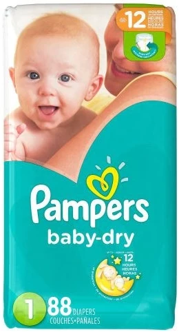 Pampers Baby Dry Diapers, Size1 , Jumbo Pack Count, 88pcs