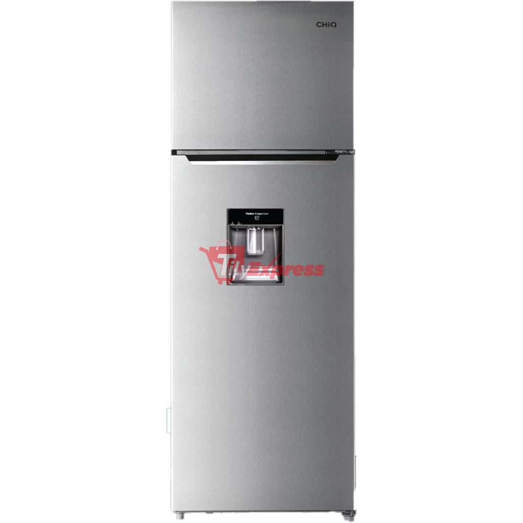 CHiQ 330-Litres Fridge CR330SD; Top Mount Freezer, Double Door Frost Free Refrigerator With Water Dispenser - Silver (3YRs WRTY)