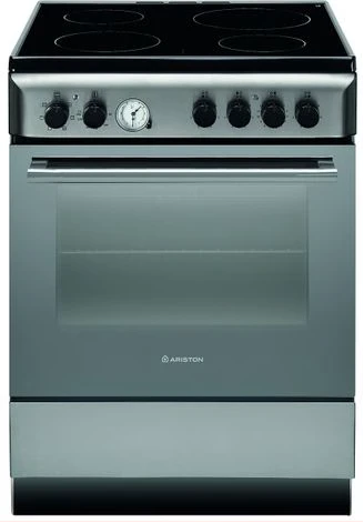 Ariston Cooker Ceramic Hob Electric Oven Grill A6V530 60X60 -Silver