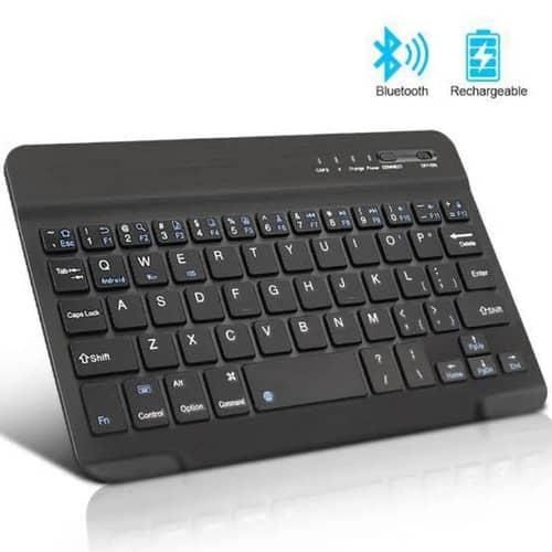 Idino Portable Key Slim Wireless Wi-Fi Rechargeable Bluetooth Keyboard With Integrated Commands Ergonomic Scissor Structure Rechargeable Portable Keyboard, Auto Sleep Mode Tablet Keyboard with Multipl