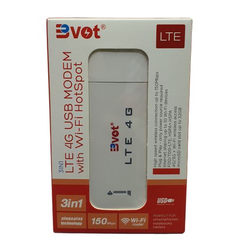 BVOT 4G LTE Simcard Unlocked Wi-Fi Modem/Router Wingle Hotspot - White