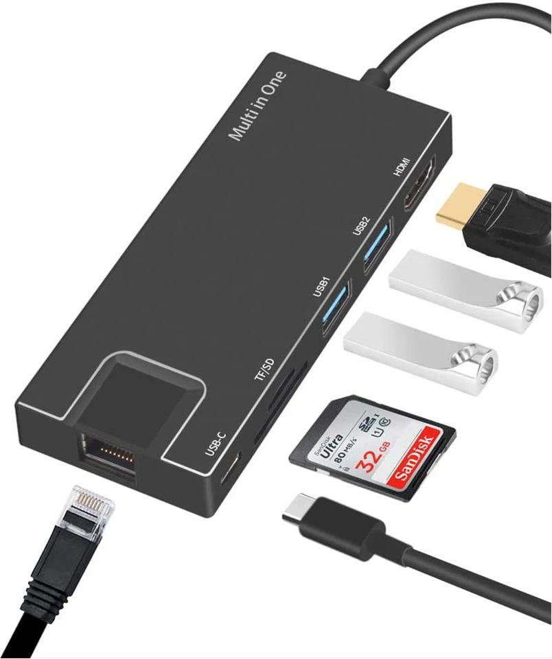 9180 USB C 7-in-1 Hub Multiport Type C Adapter