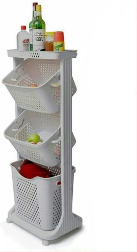 4 Tier Plastic Bathroom Kitchen Storage Organizer Rack Trolley - White