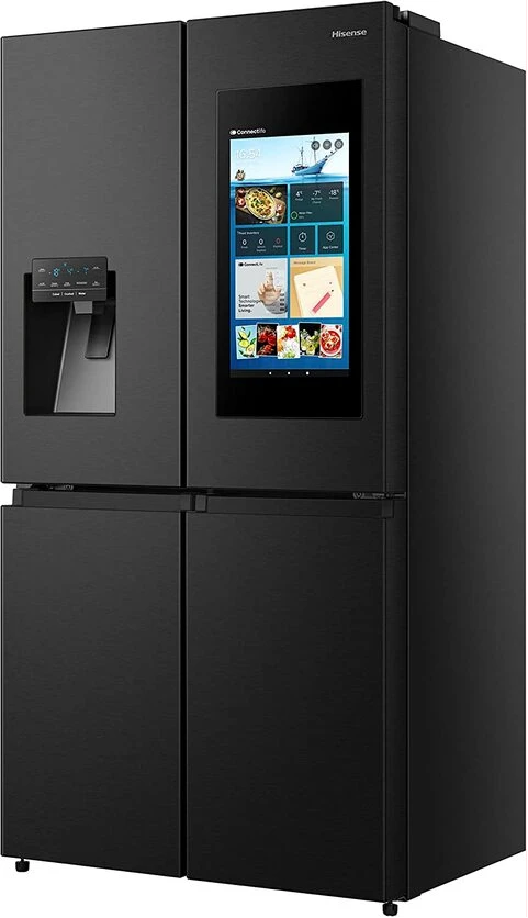Hisense 680-Litres Multi-Door Smart Fridge RC-68WC4SB; Touch Screen + Ice Maker + Water Dispenser, Frost Free Refrigerator - Black (3YRs WRTY)
