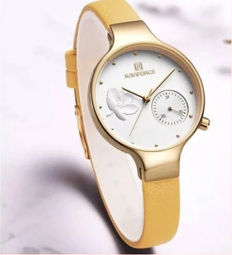 NAVIFORCE NF5001 Women Fashion Quartz Brand Watch Lady Leather Watchband Casual Waterproof Wristwatch Gift for Wife Girlfriend Family
