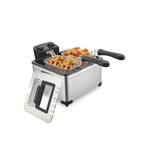 Dsp 5.0 L Triple Basket Electric Deep Fryer With 2 Baskets & Lids, Stainless Steel Removable Double Fryer, Temperature Control,Overheat Protection