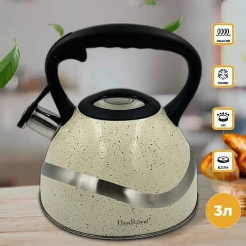 3 Litre Stove Top Whistling Kettle Stainless Steel Fast Boiling Pot Suitable for Stove Top Large Capacity Teapot for Camping Trips, Hiking, Cooking, Campsite Camping Kettle Induction Cooker Gas Genera