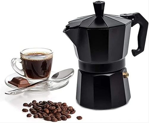 Stovetop Cafe Espresso Maker 6 Cup Moka Pot Percolator Coffee Maker Filter Kaapi- Black