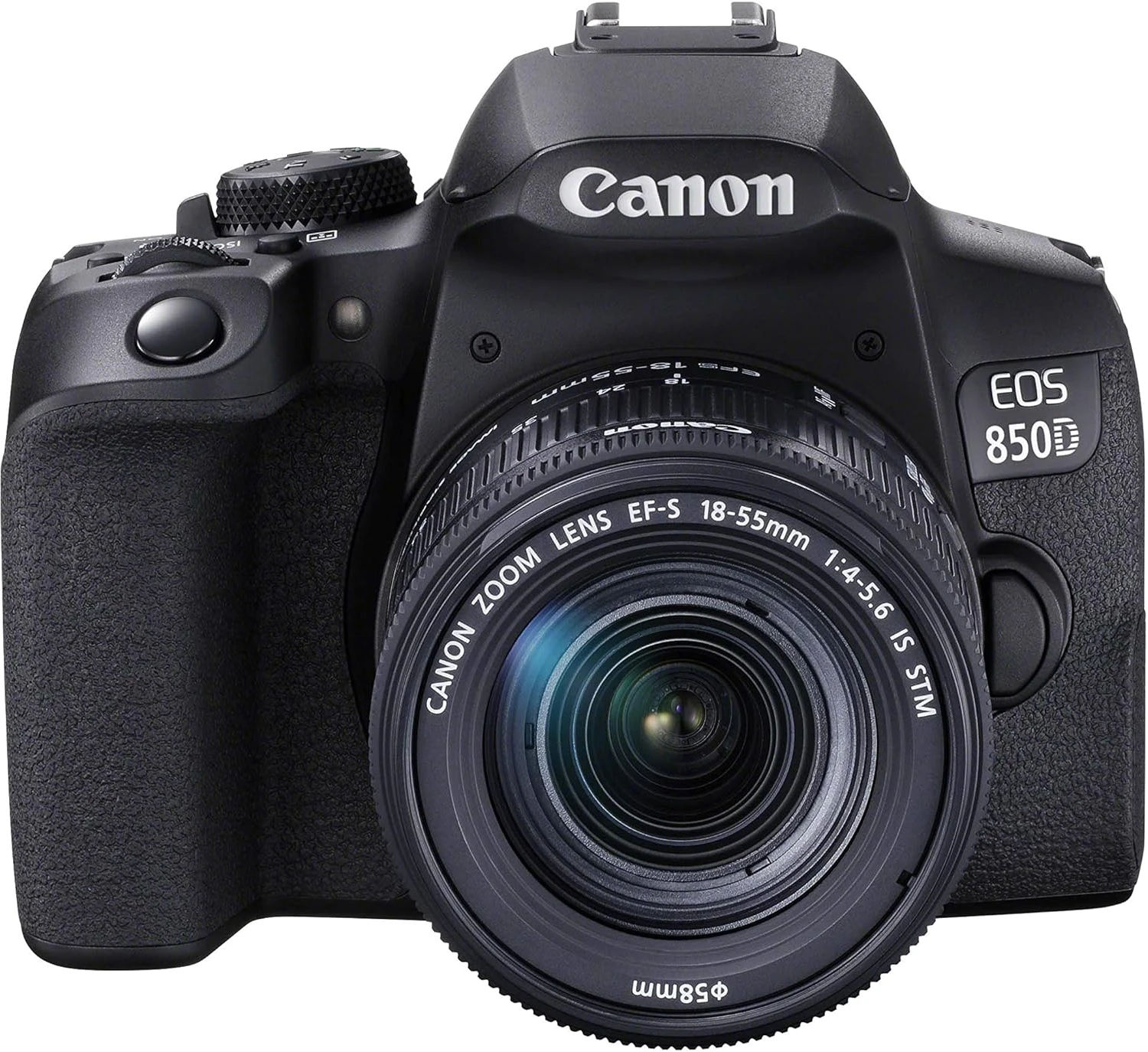 Canon EOS 850D (Rebel T8i) + EF-S 18-55mm f/4-5.6 IS STM, DSLR Digital Camera, 4K Video, 24.1MP - Black