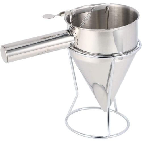 stainless steel Donut Dispenser Cupcake Dough Funnel Pancake Maker Helper Spring Handle Funnel Batter Baking funnel Tool Cream Dosing Funnel for Sauce -Silver