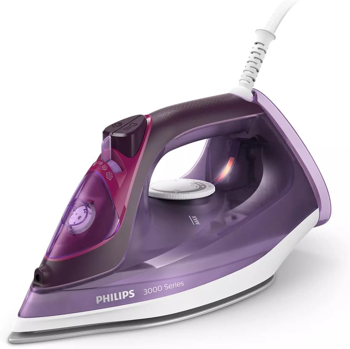 Philips Steam Iron Series 3000-2600W, 40g/min Continuous Steam,Ceramic, 200 g Steam Boost, 300ML, Purple - DST3041/36
