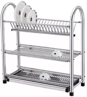 3 Tier Dish Drying Rack Dish Drainer Kitchen Stainless Steel Storage Stand- Silver.