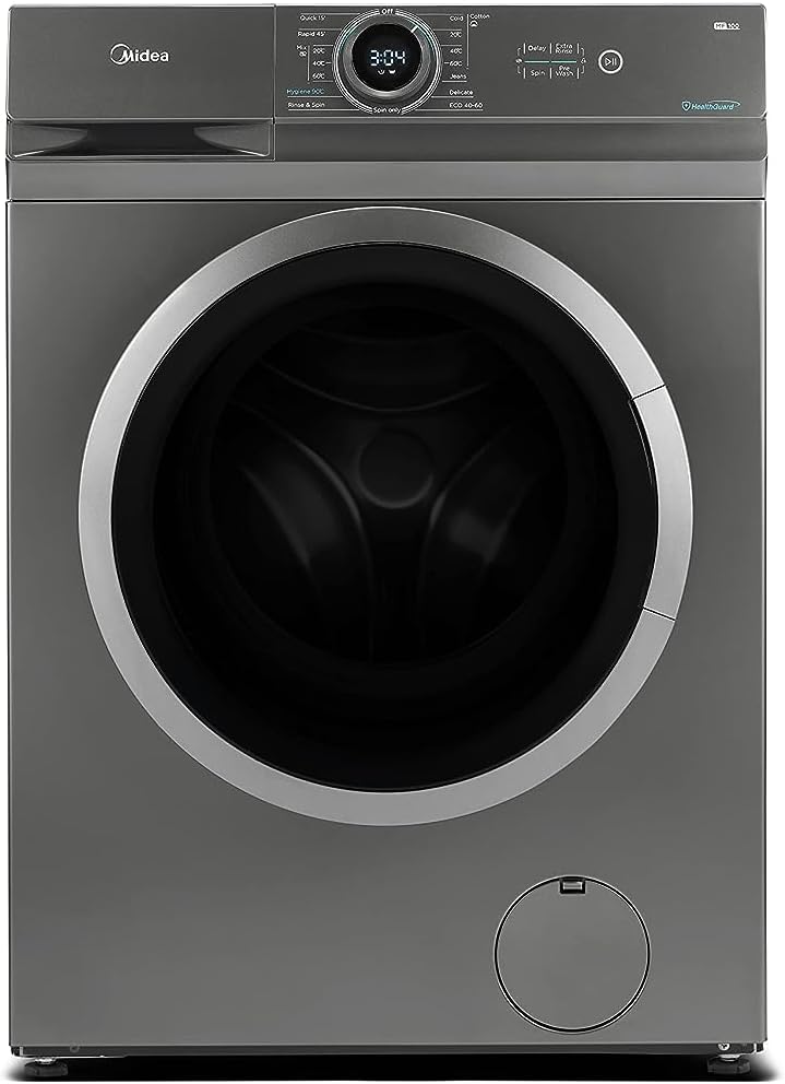 Midea 7KG Front Load Washing Machine with BLDC Inverter Motor, 1400 RPM, 15 Programs, Fully Automatic Washer with Lunar Dial, Integrated Digital Control-LED Display, Multiple Temperature MF100W70BTGCC