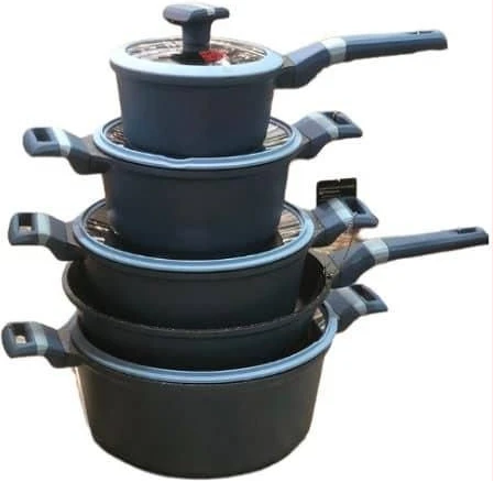 UCC life 12pcs Granite Die Cast Nonstick Cookware Pots and Pans Set Compatible with All Stovetops (Gas, Electric & Induction), PFOA Free -Multicolor