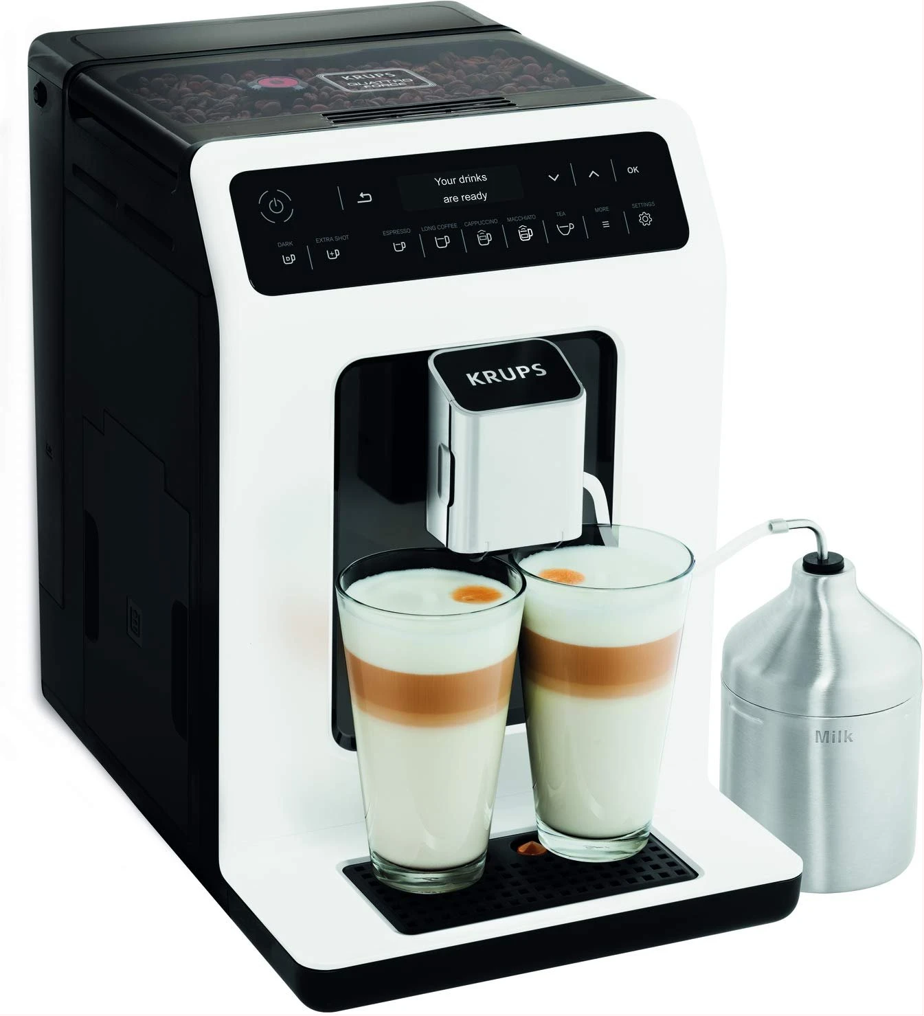 KRUPS Evidence Milk EA891D27 Automatic Coffee Machine, Espresso, Cappuccino, 15 Drink Options, Bean to Cup, Tea