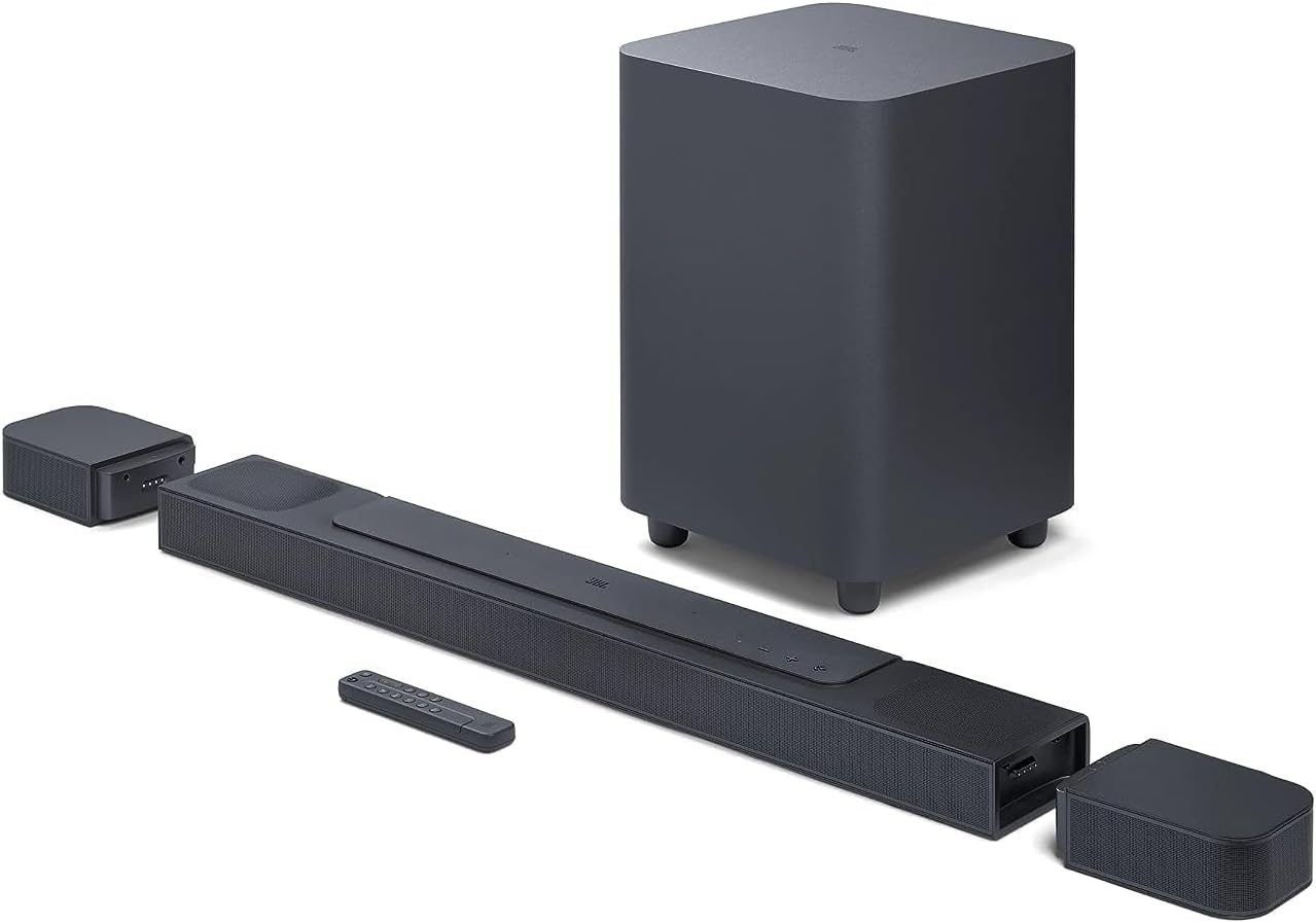 JBL Bar 800 Surround Sound Bar for TV, 720W,  with Wireless Subwoofer and 2 Detachable Wireless Surround Speakers, 720W Output Power, Black