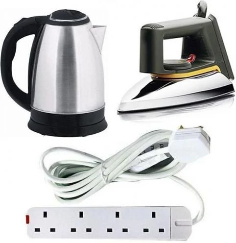 Bundle Of,kettle ,Extension And Flat Iron- Silver