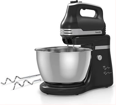 Saachi 5 Speed Hand Mixer with Stand Mixer With Stainless Steel Bowl, Silver