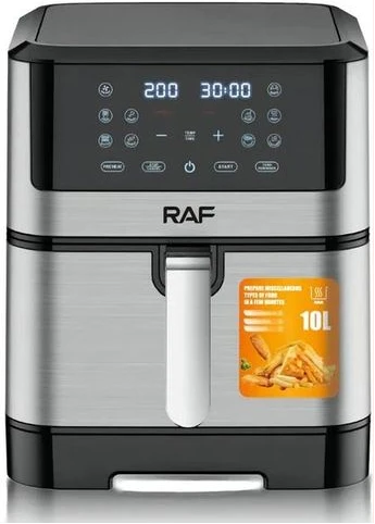 RAF 10L New Digital Touch Screen Stainless Steel Air Fryer-Black/silver