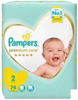 Pampers Premium Care Diapers, Size 2 (3-6kg), Jumbo Pack (Count 74)