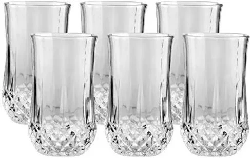 6 Pieces Of Diamond Design Juice Glasses - Colorless.