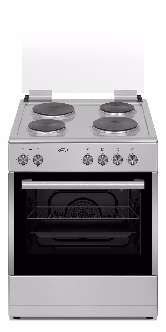 Venus 60x60cm Full Electric Cooker; 4-Hot Plates, Electric Oven & Grill, Oven Lamp, Variable Oven Temperarture VC6644ESD - Silver