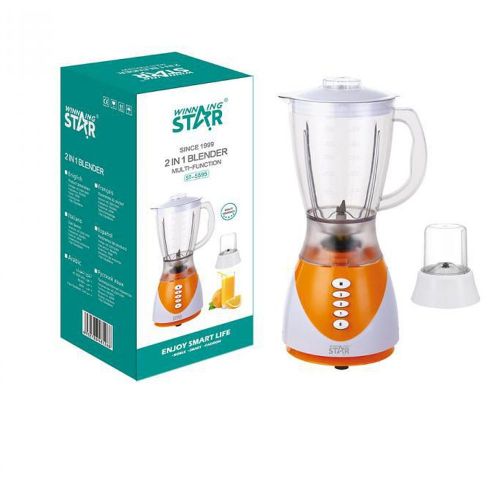 Winningstar 1.5L 2In1 Juicer Blender Chopper With 4-Blade Cup - Orange.