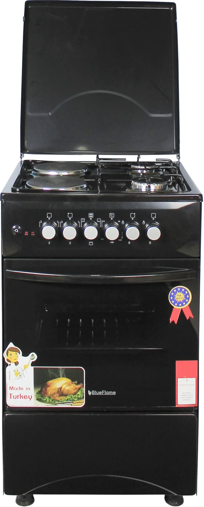 Blueflame Cooker C5022E – B 50x50cm 2 Electric Plates And 2 Gas Burners With Electric Oven (Black)