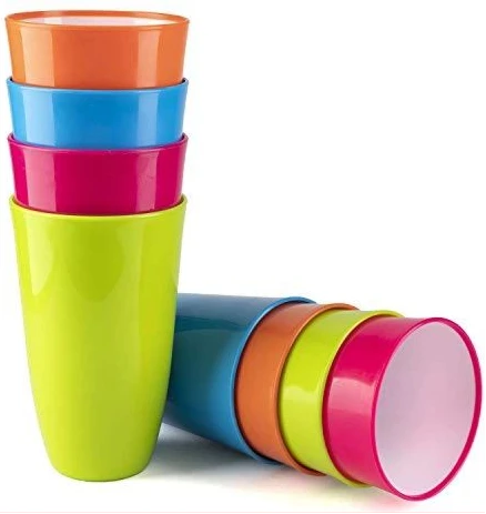 12 Pieces of Plastic Juice Tumbler Cups, Multi-Colours