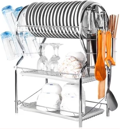 3 Tier Stainless Steel Dish Draining Rack - Silver