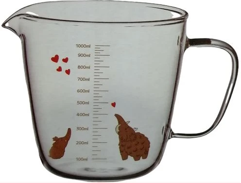 1000ml Heatproof Glass Beaker Measuring Cup With Handle- Clear