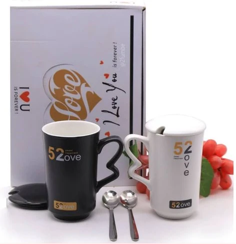 Breakfast Tea Cups Gift Set, 2pcs - White, Black