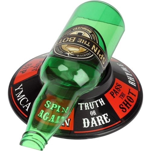 Barbuzzo Spin the Bottle - A Favorite Party Drinking Game - Pour a Pint, Spin the Bottle, and See Where It Lands - Charming Gift for Home Gatherings, Kickbacks, Parties, Tailgates, and Events - Multic