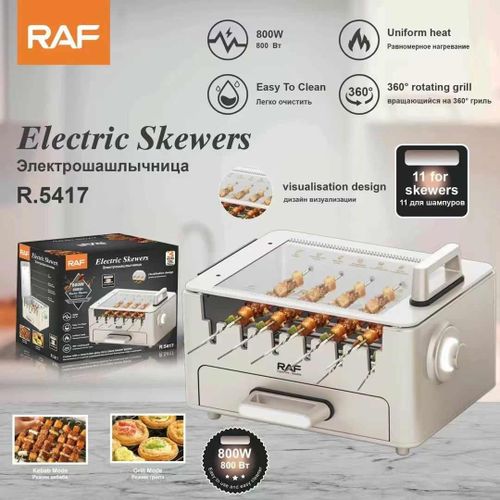 RAF 3-in-1 Multifunctional Electric BBQ Kebab Grill Machine, Automatic 360° Rotating Skewers Machine, Double Layer Grill Oven Non-stick Household Smokeless Barbecue, BBQ Pot for Indoor Outdoor Camping