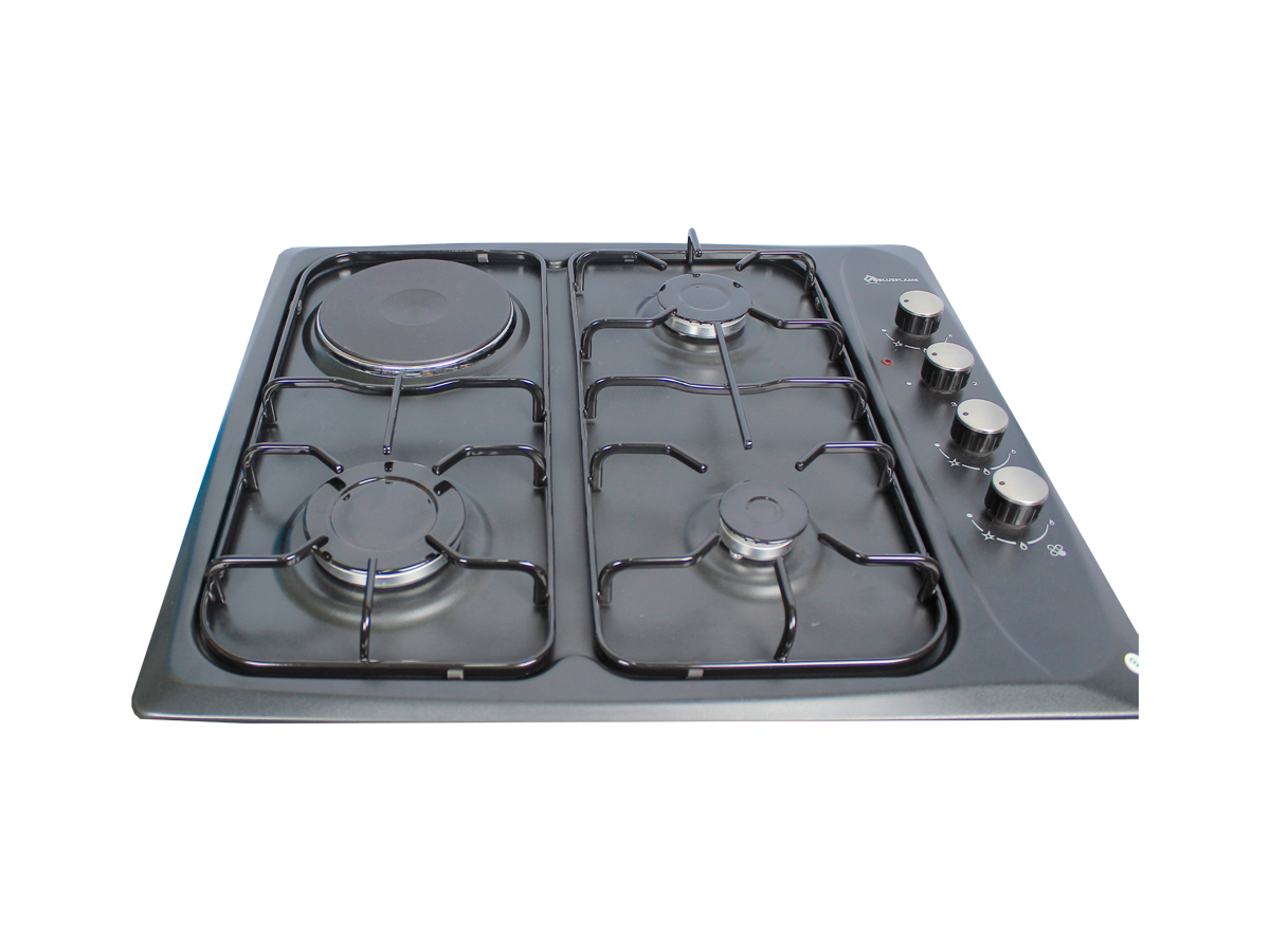 Blueflame Built-in Hob 60x60cm, Cooktop, 3 Gas + 1 Electric Plate, Auto Gas Ignition B431-UP - Black