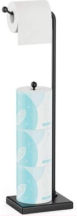 Toilet Paper Holder Stand Tissue Rack Storage -Black