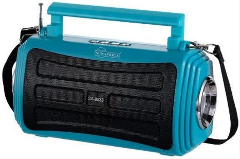 Portable Mini Speaker With Bluetooth USB TF AUX FM DC5V Solar Glass Panel Flashlight External Antenna Handle/Phone Stand Headband 18650 Lithium Battery USB Charging Line- Black.