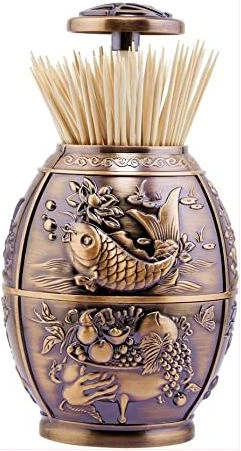 Multi-design Egg Shape Toothpick Holder Eltahan Automatic Press, Brown