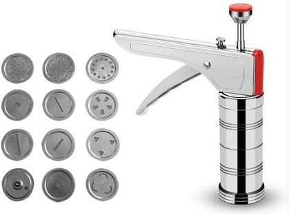 Royalford Cookie Press - Biscuit Making, 12 Sturdy Discs In Fun Shapes- Silver